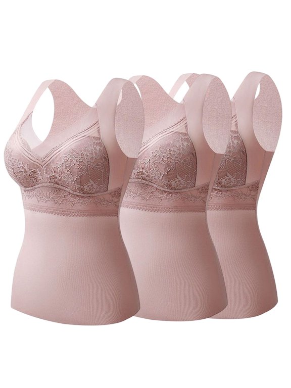 Thermal Tank Top Women Winter Tank Top Seamless Elastic Thermal Inner Wear Thermal Undershirt Underwear Sets Women's Outerwear Camisole Sleeveless Tops for Older Women 3 Pack Brown L