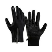 Weikingp Warm Gloves Extra Large Winter Gloves for Men Touchscreen Thermal Gloves Zipper Adjustable Snow Gloves Full Anti Slip Outdoor Gloves Women Winter Gloves Windproof Cold Weather (Clearance)