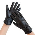 thumbnail image 1 of Weikingp Warm Gloves Fashion Lace Butterfly Embroidery Fleece Lined Gloves Womens Lambskin Leather Driving Gloves (Clearance) black1 Leather, 1 of 3