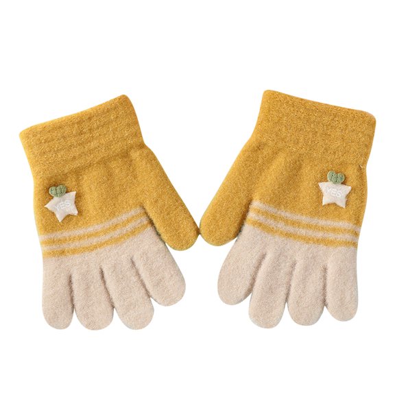 Weikingp Warm Gloves Kid'S Winter Gloves Children Stretchy Warm Gloves Boys Or Girls Knit Gloves (Clearance) Yellow Polyester