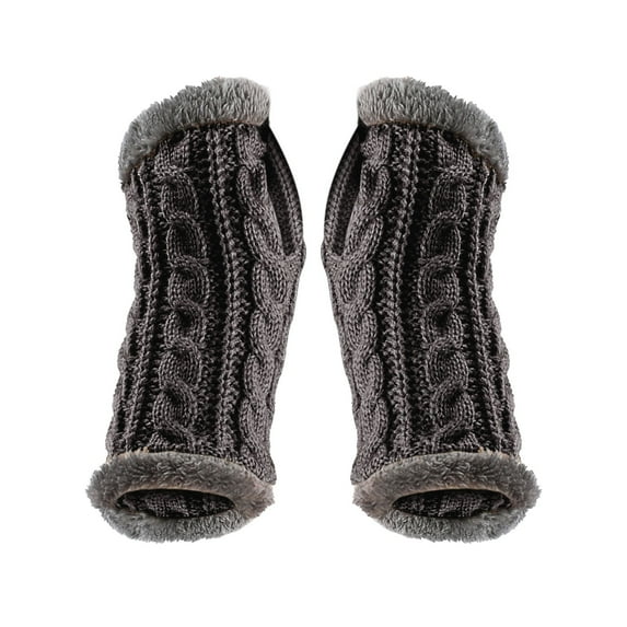 Weikingp Warm Gloves Thickened Plush Gloves Autumn And Winter Warm Figure Sleeves Knitted Wool Gloves (Clearance) Dark Gray Acrylic wool