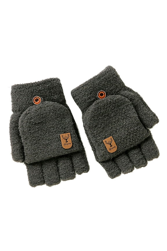 Warm Gloves Winter Knitted Fingerless Gloves Thermal Insulation Warm Convertible Mittens Flap Cover for Men Women (Clearance) A knitting