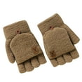 thumbnail image 1 of Weikingp Warm Gloves Winter Knitted Fingerless Gloves Thermal Insulation Warm Convertible Mittens Flap Cover for Men Women (Clearance) Khaki knitting, 1 of 6