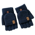 thumbnail image 1 of Weikingp Warm Gloves Winter Knitted Fingerless Gloves Thermal Insulation Warm Convertible Mittens Flap Cover for Men Women (Clearance) Navy knitting, 1 of 6
