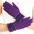 thumbnail image 1 of Weikingp Warm Gloves Women Handmade Gloves Winter Hand Warmers Stylish Gloves Ladies Gloves Warm Knitted Embroidered Warm Knit Gloves () Purple Polyester, 1 of 4