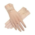 thumbnail image 1 of Weikingp Warm Gloves Women Solid Color Lace Pattern Thin Ice Silk Antiskid Breathable Short Sunscreen Gloves () Beige Lace, 1 of 3
