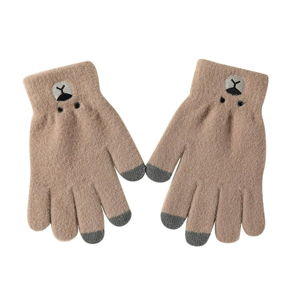 Weikingp Warm Gloves Women Winter Screen Gloves Warm Knit Gloves Elastic Cuff Winter Men Texting Gloves (Clearance) Brown knitting
