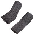 thumbnail image 1 of Weikingp Warm Gloves Women Winter Warm Fingerless Gloves Crochet Thumbhole Knit Wrist Warmers Mittens (Clearance) Dark Gray Knitted yarn, 1 of 4