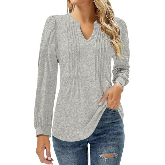 Weikingp Women'S Tunics Blouse For Women Womens Long Sleeve Blouse Long Sleeve Tunic Tops For Women Long Shirts For Women Gray L