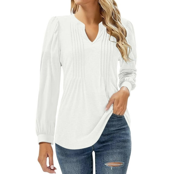 Weikingp Women'S Tunics Blouse For Women Womens Long Sleeve Blouse Long Sleeve Tunic Tops For Women Long Shirts For Women White 2XL