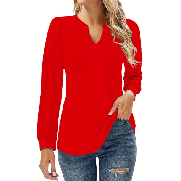 Weikingp Women'S Tunics Henley Long Sleeve Women Long Sleeve Tunic Tops For Women Womens Long Sleeve Shirts Womens Henley Tops Long Sleeve Red XL