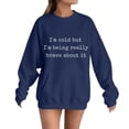 thumbnail image 1 of Weikingp Women's I'M Cold Graphic Sweatshirt Oversized Sweatshirt Plain Crewneck Sweatshirts Mother Sweatshirt Loose Casual Long Sleeve Pullover Fall Winter Tops Blue 2XL, 1 of 5