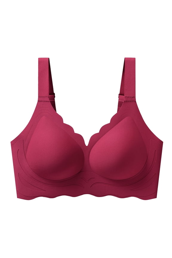 Women's Full Coverage Wireless Bra Seamless Wide Strap Side Shaping Soft Support Everyday Wear Bra Red 4XL