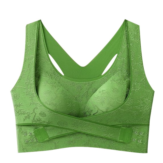 Weikingp Women's Side Clasp Bra Wire Free Bra Yoga Bra Non-padded Bra No Underwire Bras Lifting Bras Lightweight Bras Anti Lifting Wireless Bra Tshirt Brassiere Sleep Bras No Show Bra Green