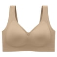 thumbnail image 1 of Weikingp Women's V Neck Seamless Wireless Bra Wide Strap Soft Support Stretchy Casual Everyday Comfort Bralette Brown 5XL, 1 of 9
