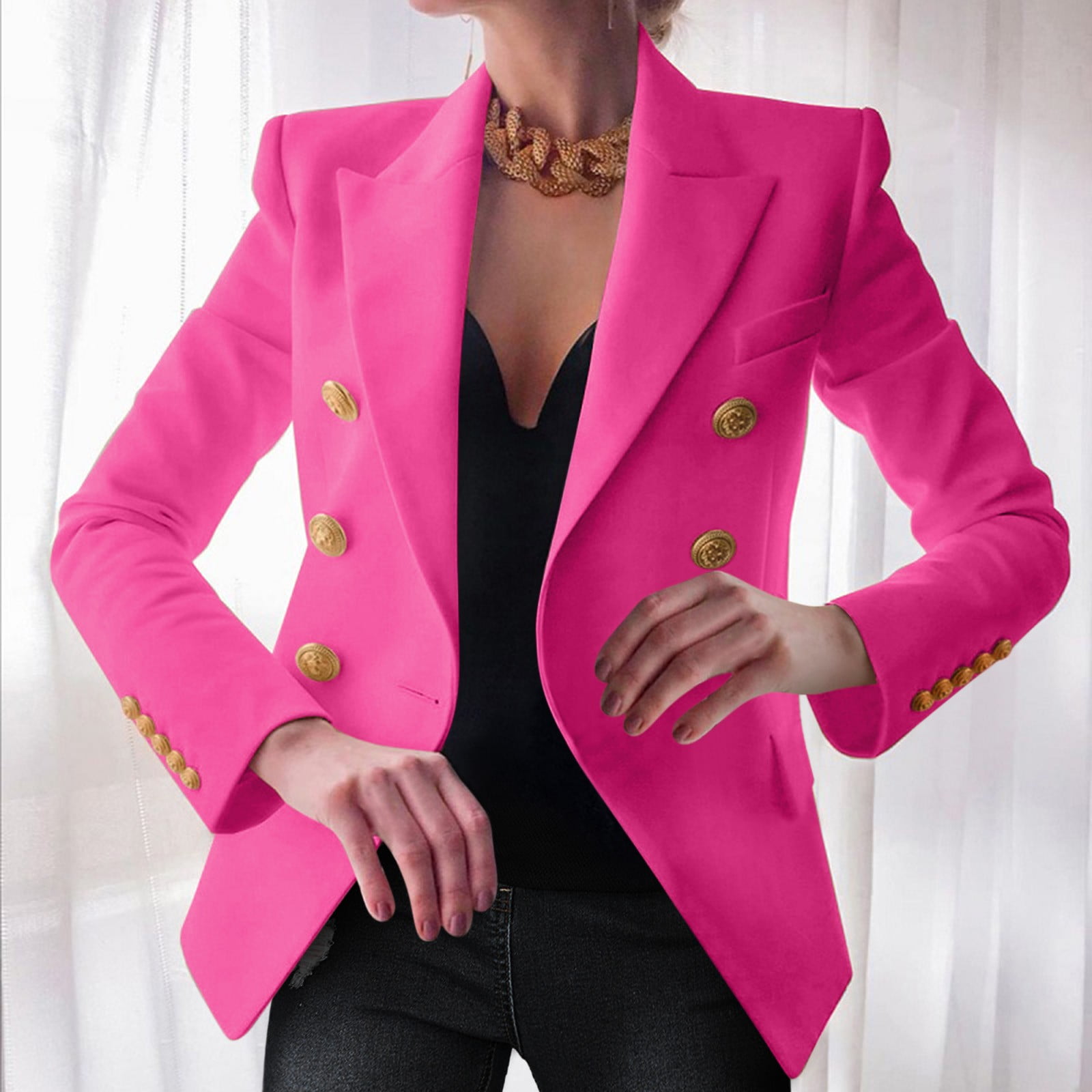 Womens Blazer Pink Blazer Gold Buttons Belgravia Blazer Hot Pink