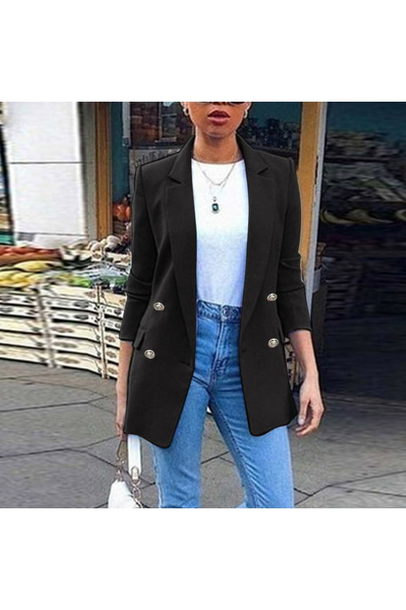 Womens Tops, Womens Casual Pocket Draped Front Cardigan Jacket Work Suit Blazers for Women Blazers for Women Business Casual Black 2XL