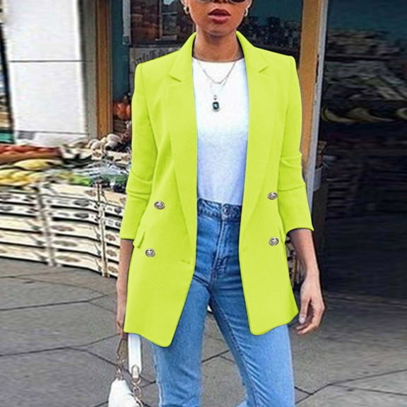 Weikingp Womens Tops, Womens Casual Pocket Draped Front Cardigan Jacket Work Suit Blazers for Women Blazers for Women Business Casual Yellow S