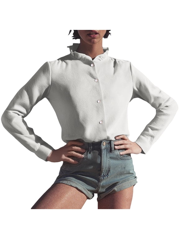 Wrinkle Free Button Down Shirts Long Sleeve Button Up Shirts For Women Fitted Button Down Shirts For Women Button Down Shirts For Women Long Sleeve Shirts For Women Beige L