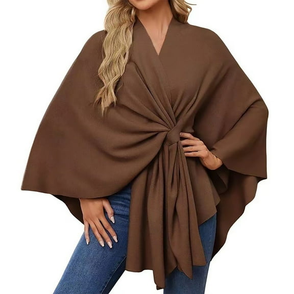 Weikingp shawl wraps for women,Women's Elegant Shawl Soft Open Front Poncho Sweater For Spring Fall Winter heated shawl winter accessories Coffee One Size