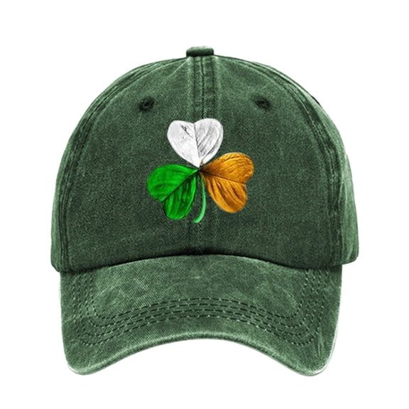 WeikingpBaseball Cap Running HatWashed Cotton St. Pat Print Old Vintage caps Fitted Hats For Men Green One Size Clearance！