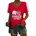 thumbnail image 1 of WeikingpGraphic Tees for Women Womens Work Tops Women's Baseball Season Solid Color Sports Top V Neck Loose Short Sleeved Shirt Casual Tops for Women Red 2XL Clearance！, 1 of 6
