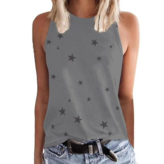 WeikingpWomens Tshirts Graphic Going Out Tops Women's Fashion Comfortable Casual Printing Round Neck Top Vest Casual Tank Tops For Women Black M