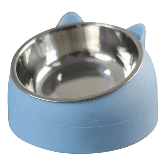 Weilan Pet Bowl,200ml Stainless Steel Cat Bowl Raised No Slip Elevated Stand Tilted Feeder Bowls