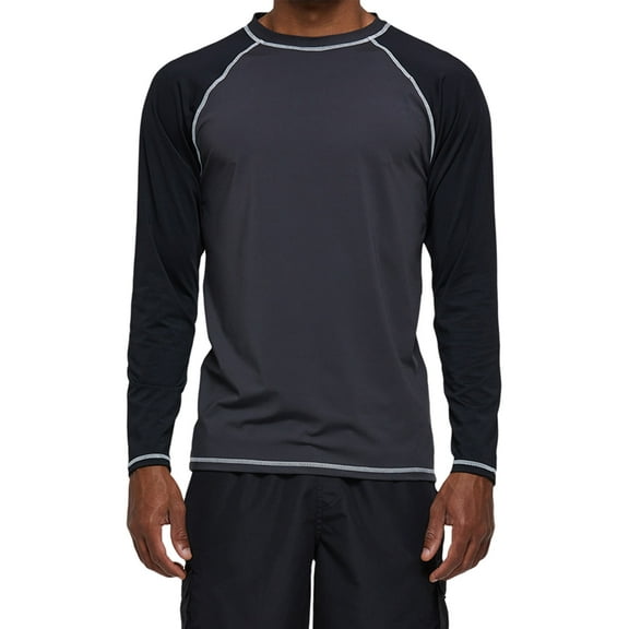 Weilanxin Long Sleeve Swim Shirts for Men Sun Protection Shirt Running Rashguard UPF 50  UV Swimwear Athletic Workout CharcoalGray/Black Size L
