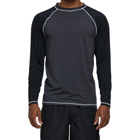 Long Sleeve Swim Shirts for Men Sun Protection Shirt Running Rashguard UPF 50+ UV Swimwear Athletic Workout CharcoalGray/Black Size S