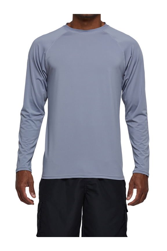 Long Sleeve Swim Shirts for Men Sun Protection Shirt Running Rashguard UPF 50+ UV Swimwear Athletic Workout LightGray Size M