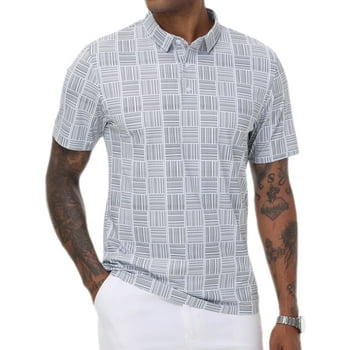 Weilanxin Men's Golf Polo Shirts Short Sleeve Striped Performance Moisture Wicking Dry Fit Golf Shirts for Men