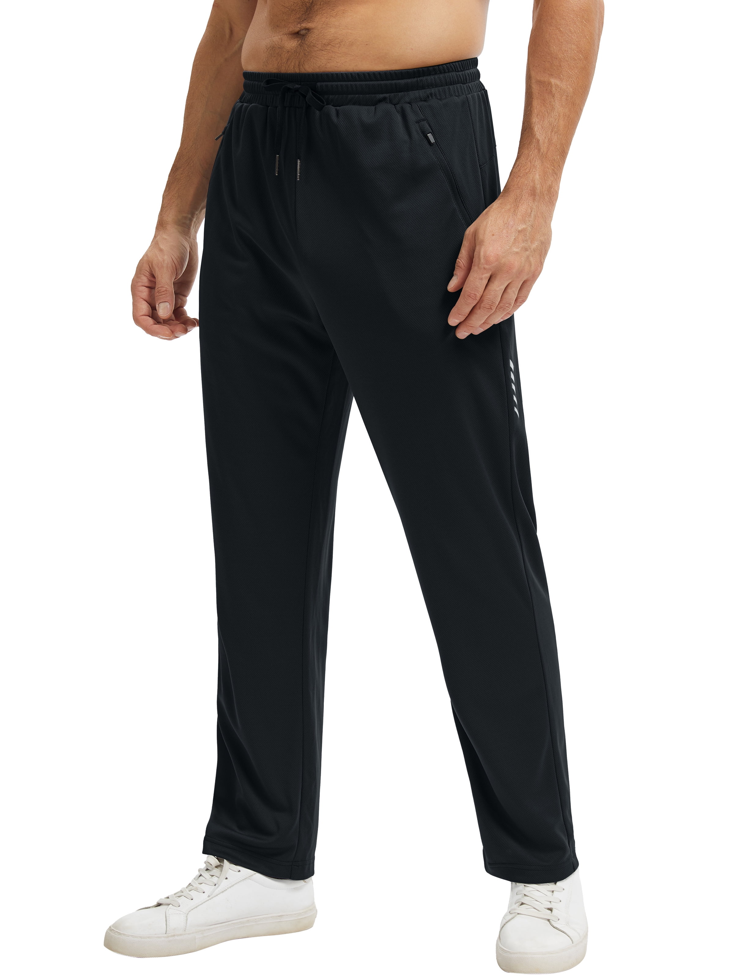 ZENGVEE Men's Sweatpants with Zipper Pockets Open Bottom Athletic