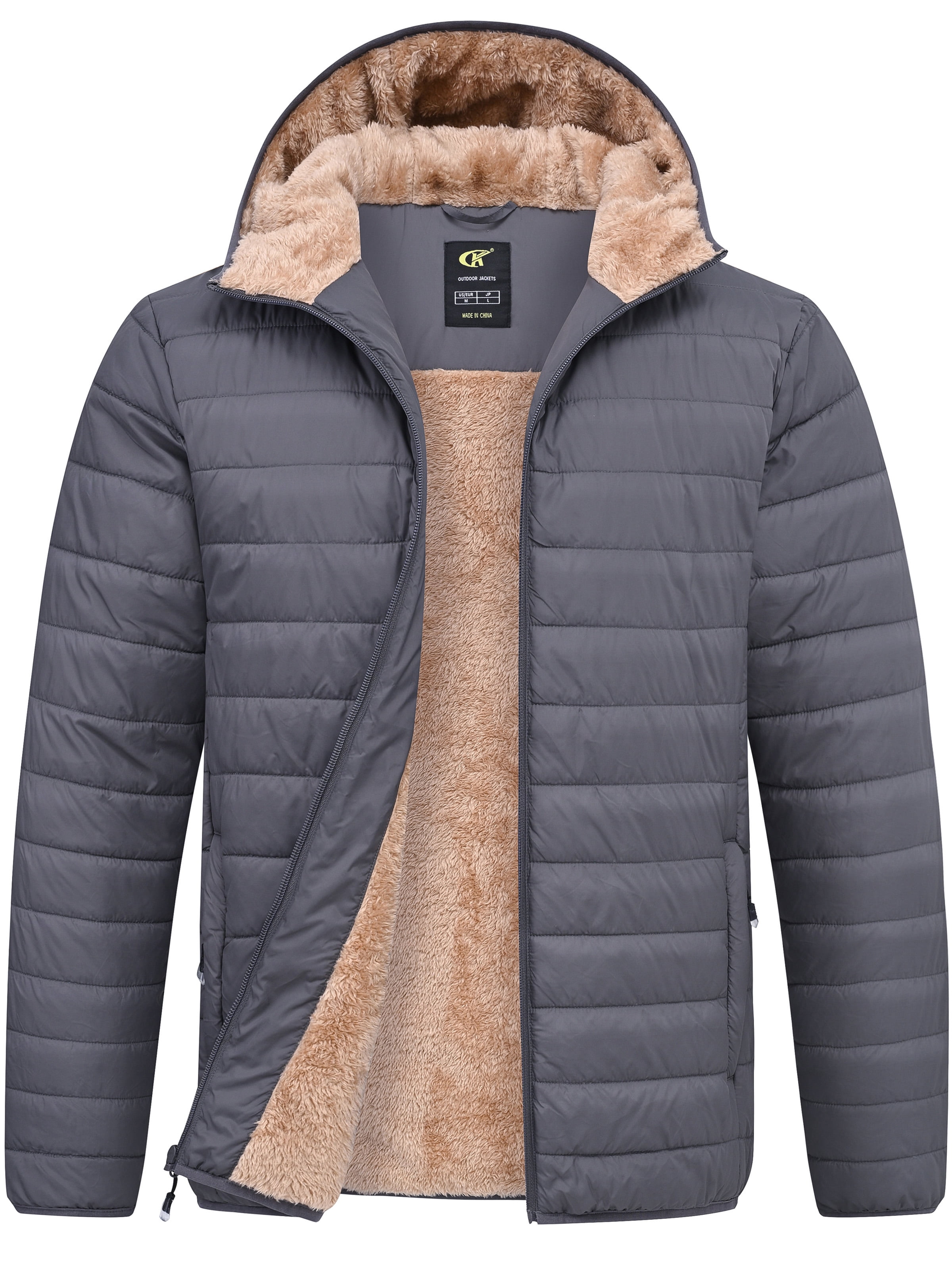 WEILANXIN Store Weilanxin Men's Puffer Jacket Hooded Sherpa Lined Water Resistant Windproof Insulated Jacket Warm Winter Puffy Coat