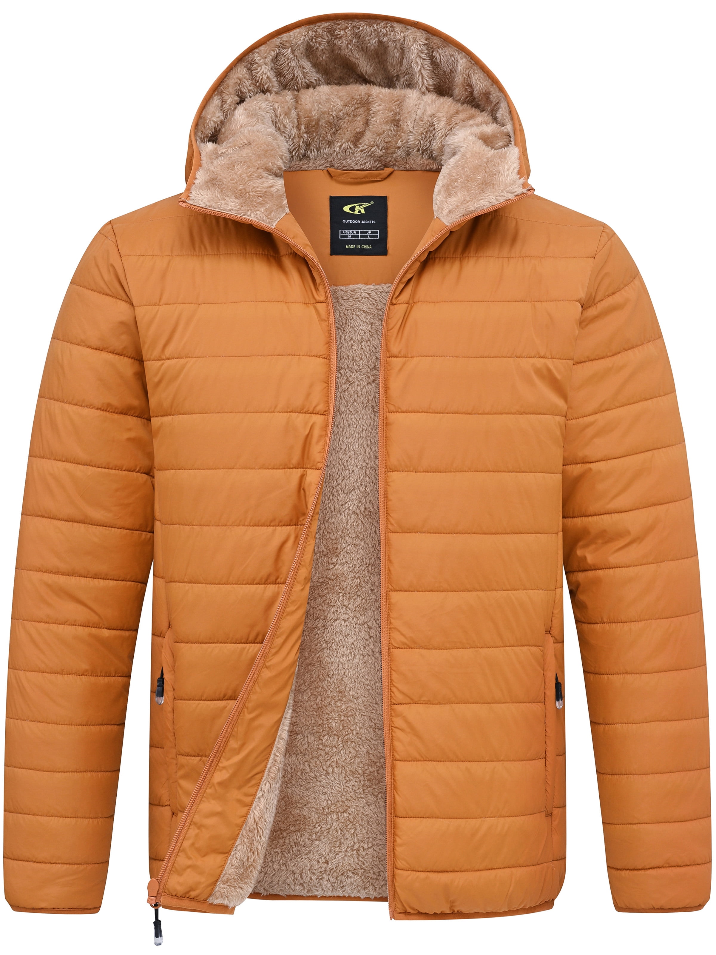 WEILANXIN Store Weilanxin Men's Puffer Jacket Hooded Sherpa Lined Water Resistant Windproof Insulated Jacket Warm Winter Puffy Coat