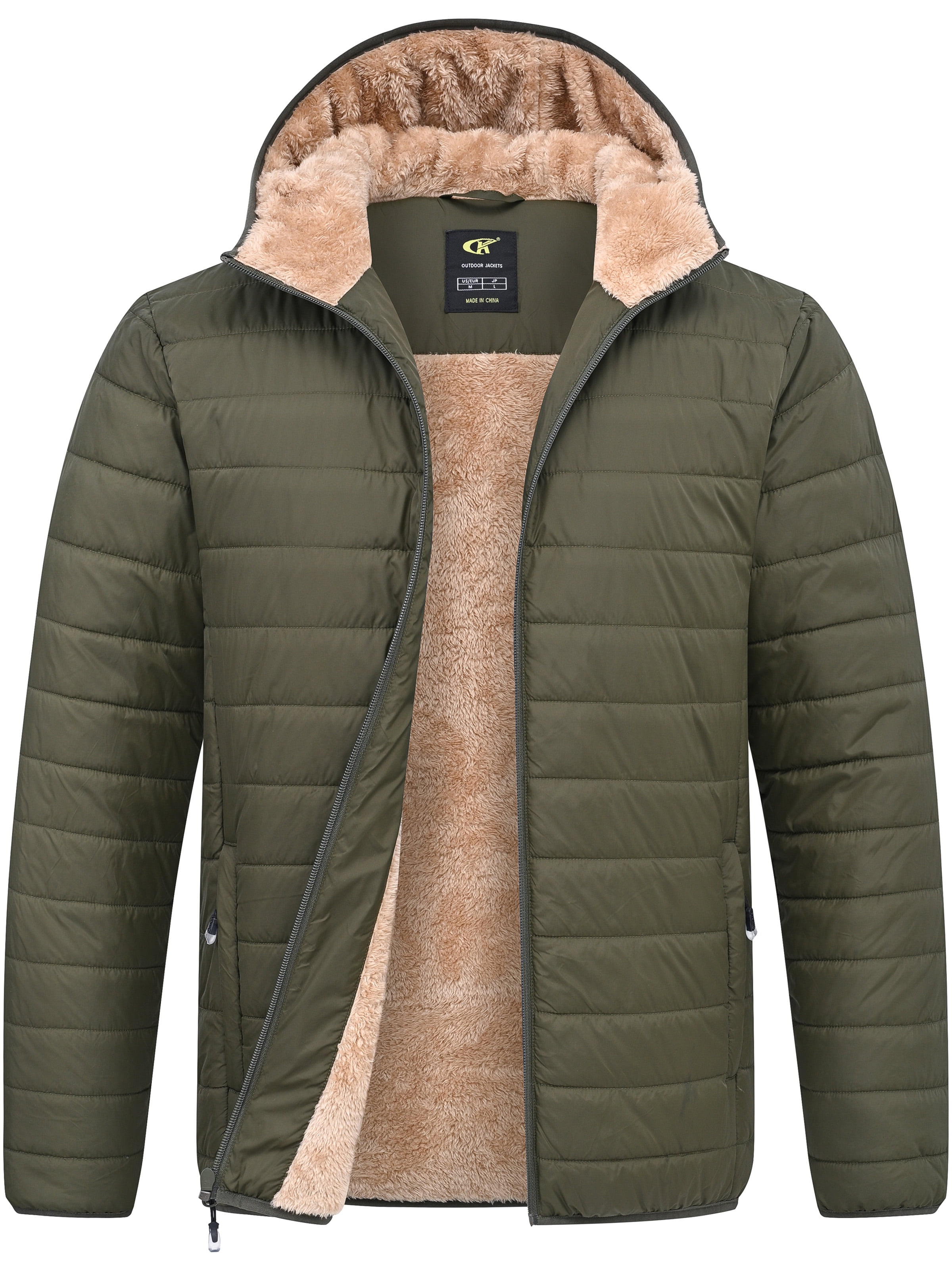 WEILANXIN Store Weilanxin Men's Puffer Jacket Hooded Sherpa Lined Water Resistant Windproof Insulated Jacket Warm Winter Puffy Coat