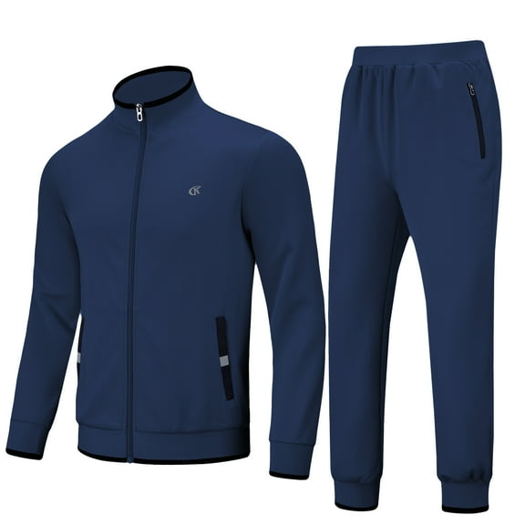 Weilanxin Men's Tracksuits Sweatsuits for Men Set Track Suits 2 Piece Casual Athletic Jogging Warm Up Full Zip Sweat Suits Navy L