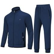 Weilanxin Mens Tracksuits Sweatsuits for Men Set Track Suits 2 Piece Casual Athletic Jogging Warm Up Full Zip Sweat Suits Navy L