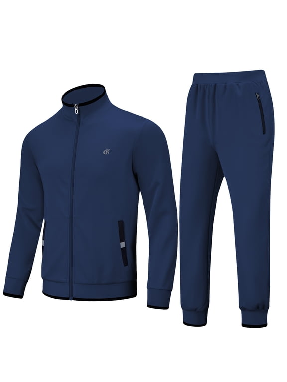 Men's Tracksuits Sweatsuits for Men Set Track Suits 2 Piece Casual Athletic Jogging Warm Up Full Zip Sweat Suits Navy L