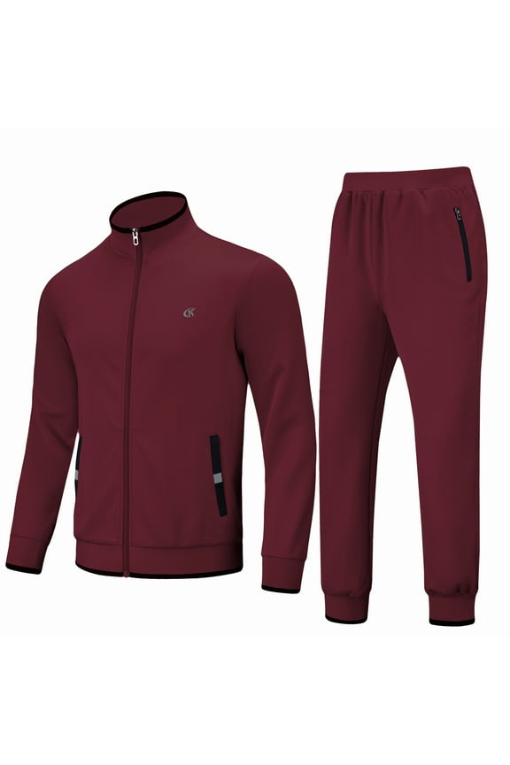 Men's Tracksuits Sweatsuits for Men Set Track Suits 2 Piece Casual Athletic Jogging Warm Up Full Zip Sweat Suits Wine Red S