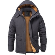 Men's Winter Jacket with Hood Fleece Lined Water Repellent Windproof Thicken Parka Winter Coat for Skiing Hiking Work