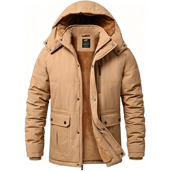 Weilanxin Men's Winter Jacket with Hood Fleece Lined Water Repellent Windproof Thicken Parka Winter Coat for Skiing Hiking Work