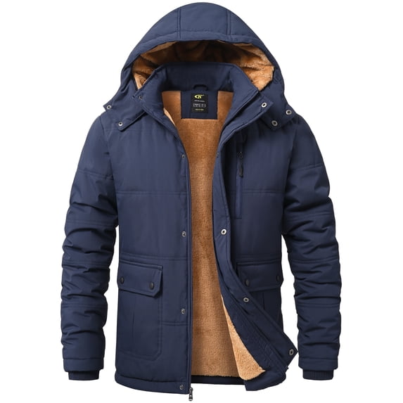 Weilanxin Men's Winter Jacket with Hood Fleece Lined Water Repellent Windproof Thicken Parka Winter Coat for Skiing Hiking Work
