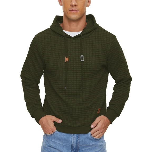 Weilanxin Mens Hooded Sweatshirt Casual Long Sleeve Drawstring Waffle Knit Pullover Hoodies Armygreen S