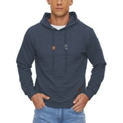 Mens Hooded Sweatshirt Casual Long Sleeve Drawstring Waffle Knit Pullover Hoodies Dustyblue XL