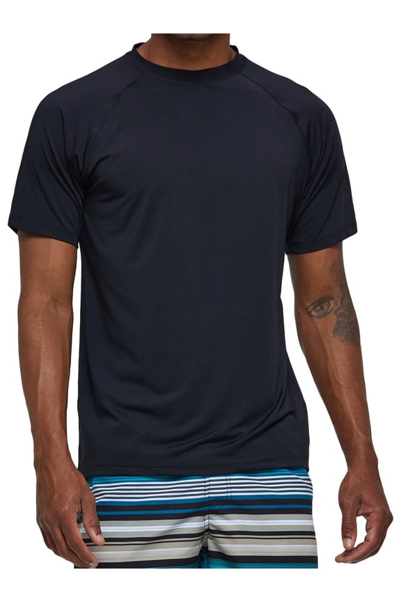 Swim Shirts Short Sleeve for Men Quick Dry Running UPF50+ Sun Protection Rash Guard Top BT3-Black L