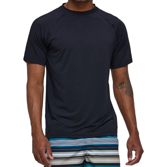 Weilanxin Swim Shirts Short Sleeve for Men Quick Dry Running UPF50+ Sun Protection Rash Guard Top BT3-Black M