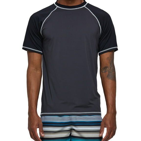 Weilanxin Swim Shirts Short Sleeve for Men Quick Dry Running UPF50  Sun Protection Rash Guard Top BT3-CharcoalGray Black M