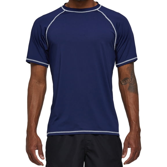 Weilanxin Swim Shirts Short Sleeve for Men Quick Dry Running UPF50+ Sun Protection Rash Guard Top BT3-NavyBlue 4XL