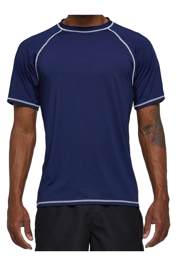 Swim Shirts Short Sleeve for Men Quick Dry Running UPF50+ Sun Protection Rash Guard Top BT3-NavyBlue XL
